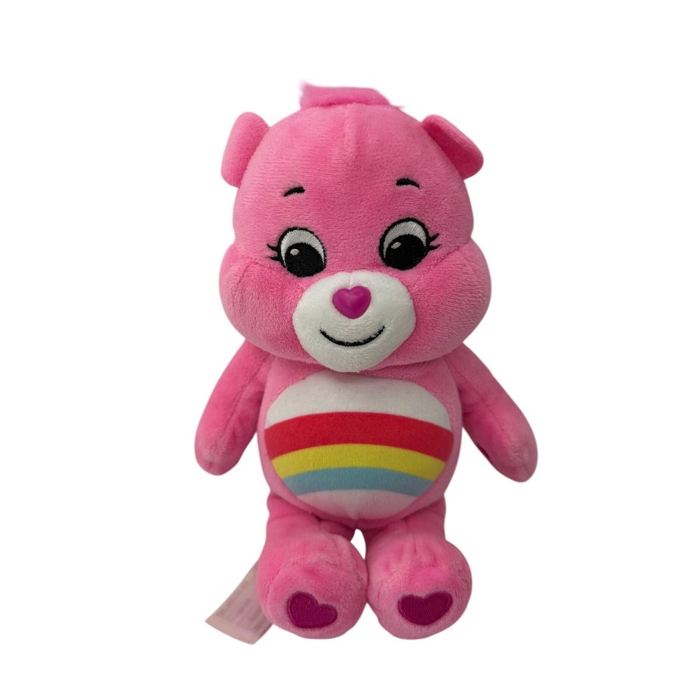 Care Bears Cheer Bear Plush 9" Pink Rainbow Belly Stuffed Animal Basic Fun 2021